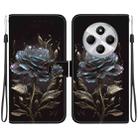 For Redmi 14C 4G Crystal Texture Colored Drawing Leather Phone Case(Black Rose) - 1