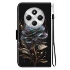 For Redmi 14C 4G Crystal Texture Colored Drawing Leather Phone Case(Black Rose) - 3