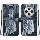 For Redmi 14C 4G Crystal Texture Colored Drawing Leather Phone Case(Cat Tiger Reflection) - 1