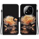 For Redmi Note 14 Pro / Note 14 Pro+ 5G Crystal Texture Colored Drawing Leather Phone Case(Gold Peony) - 1