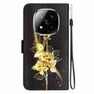 For Redmi Note 14 Pro / Note 14 Pro+ 5G Crystal Texture Colored Drawing Leather Phone Case(Gold Butterfly Rose) - 3