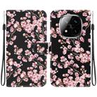 For Redmi Note 14 Pro / Note 14 Pro+ 5G Crystal Texture Colored Drawing Leather Phone Case(Plum Bossom) - 1