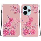 For Xiaomi Poco M6 4G Crystal Texture Colored Drawing Leather Phone Case(Cherry Blossoms) - 1