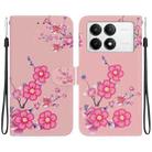 For Xiaomi Poco F6 Pro Crystal Texture Colored Drawing Leather Phone Case(Cherry Blossoms) - 1