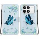 For Xiaomi Poco F6 Pro Crystal Texture Colored Drawing Leather Phone Case(Blue Pansies) - 1