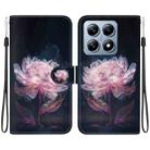 For Xiaomi 14T Crystal Texture Colored Drawing Leather Phone Case(Purple Peony) - 1