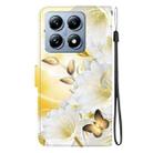 For Xiaomi 14T Crystal Texture Colored Drawing Leather Phone Case(Gold Butterfly Epiphyllum) - 3