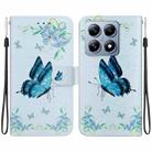 For Xiaomi 14T Crystal Texture Colored Drawing Leather Phone Case(Blue Pansies) - 1