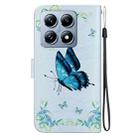 For Xiaomi 14T Crystal Texture Colored Drawing Leather Phone Case(Blue Pansies) - 3