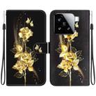 For Xiaomi 15 Crystal Texture Colored Drawing Leather Phone Case(Gold Butterfly Rose) - 1