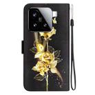 For Xiaomi 15 Crystal Texture Colored Drawing Leather Phone Case(Gold Butterfly Rose) - 3