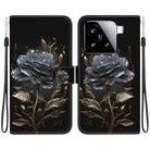 For Xiaomi 15 Crystal Texture Colored Drawing Leather Phone Case(Black Rose) - 1