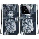 For Xiaomi 15 Crystal Texture Colored Drawing Leather Phone Case(Cat Tiger Reflection) - 1