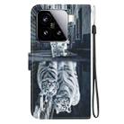 For Xiaomi 15 Crystal Texture Colored Drawing Leather Phone Case(Cat Tiger Reflection) - 3