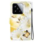 For Xiaomi 15 Crystal Texture Colored Drawing Leather Phone Case(Gold Butterfly Epiphyllum) - 3