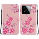 For Xiaomi 15 Crystal Texture Colored Drawing Leather Phone Case(Cherry Blossoms) - 1
