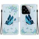 For Xiaomi 15 Crystal Texture Colored Drawing Leather Phone Case(Blue Pansies) - 1