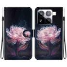 For Xiaomi 15 Pro Crystal Texture Colored Drawing Leather Phone Case(Purple Peony) - 1