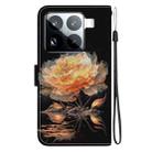 For Xiaomi 15 Pro Crystal Texture Colored Drawing Leather Phone Case(Gold Peony) - 3