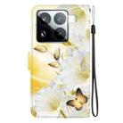 For Xiaomi 15 Pro Crystal Texture Colored Drawing Leather Phone Case(Gold Butterfly Epiphyllum) - 3