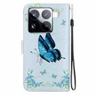 For Xiaomi 15 Pro Crystal Texture Colored Drawing Leather Phone Case(Blue Pansies) - 3