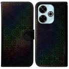 For Xiaomi Poco M6 4G Colorful Magnetic Buckle Leather Phone Case(Black) - 1