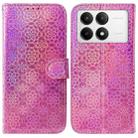 For Xiaomi Poco F6 Pro Colorful Magnetic Buckle Leather Phone Case(Pink) - 1