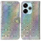 For Xiaomi Redmi 13 4G Colorful Magnetic Buckle Leather Phone Case(Silver) - 1