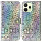 For Redmi Note 14 4G 164.84mm Colorful Magnetic Buckle Leather Phone Case(Silver) - 1