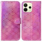 For Redmi Note 14 4G 164.84mm Colorful Magnetic Buckle Leather Phone Case(Pink) - 1