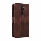 For OPPO A9 2020 / A5 2020  Embossed Rhombus Starry Leather Phone Case(Brown) - 3