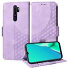 For OPPO A9 2020 / A5 2020  Embossed Rhombus Starry Leather Phone Case(Purple) - 1