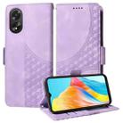 For OPPO A38 4G / A18 4G Embossed Rhombus Starry Leather Phone Case(Purple) - 1