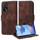 For OPPO A54S / A56 5G Embossed Rhombus Starry Leather Phone Case(Brown) - 1