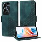 For OPPO A59 5G Embossed Rhombus Starry Leather Phone Case(Green) - 1