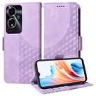 For OPPO A59 5G Embossed Rhombus Starry Leather Phone Case(Purple) - 1