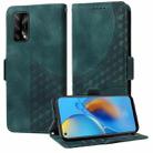 For OPPO A74 4G / F19 4G Embossed Rhombus Starry Leather Phone Case(Green) - 1