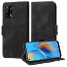 For OPPO A74 4G / F19 4G Embossed Rhombus Starry Leather Phone Case(Black) - 1