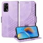 For OPPO A74 4G / F19 4G Embossed Rhombus Starry Leather Phone Case(Purple) - 1