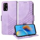 For OPPO A95 4G Global/ F19S Embossed Rhombus Starry Leather Phone Case(Purple) - 1