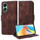 For OPPO A78 4G Embossed Rhombus Starry Leather Phone Case(Brown) - 1