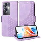 For OPPO A79 5G Embossed Rhombus Starry Leather Phone Case(Purple) - 1