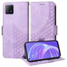 For OPPO A92S / Reno4 Z 5G Embossed Rhombus Starry Leather Phone Case(Purple) - 1