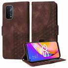 For OPPO A74 5G / A54 5G Embossed Rhombus Starry Leather Phone Case(Brown) - 1