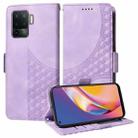 For OPPO A94 4G / F19 Pro Embossed Rhombus Starry Leather Phone Case(Purple) - 1