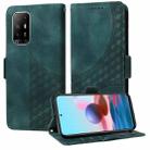 For OPPO A94 5G / F19 Pro+ 5G Embossed Rhombus Starry Leather Phone Case(Green) - 1