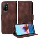 For OPPO A94 5G / F19 Pro+ 5G Embossed Rhombus Starry Leather Phone Case(Brown) - 1