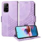For OPPO A94 5G / F19 Pro+ 5G Embossed Rhombus Starry Leather Phone Case(Purple) - 1