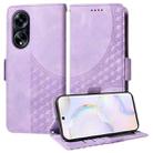 For OPPO A98 / F23 5G / A1 5G Embossed Rhombus Starry Leather Phone Case(Purple) - 1