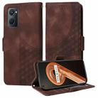 For OPPO A96 4G / K10 4G Embossed Rhombus Starry Leather Phone Case(Brown) - 1